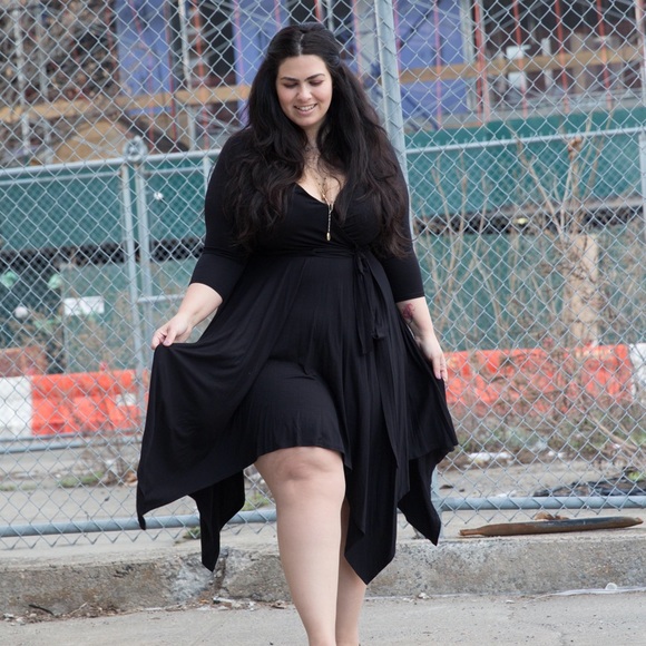 Elara Luna Dresses & Skirts - Plus Size Asymmetrical Midi Wrap Dress